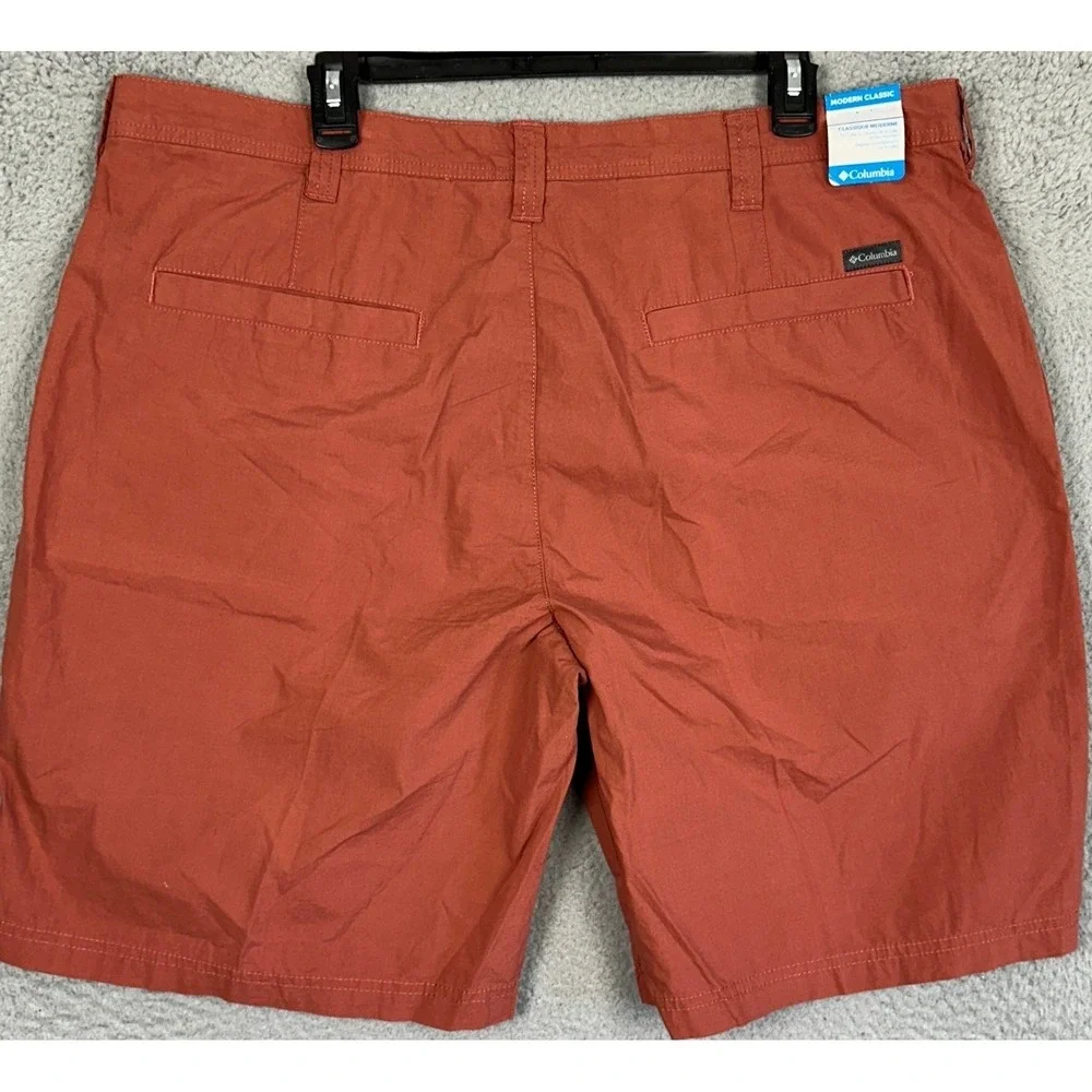 NEW Columbia Shorts Mens 40X10 Rust Orange Modern Classic Khaki Chino Flat Front
